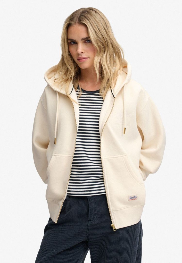 Superdry & Co Vest Off-white dames (LUXE CASUAL ZIPHOOD - W2012743A.8ML) - GL Sport (Sluis)