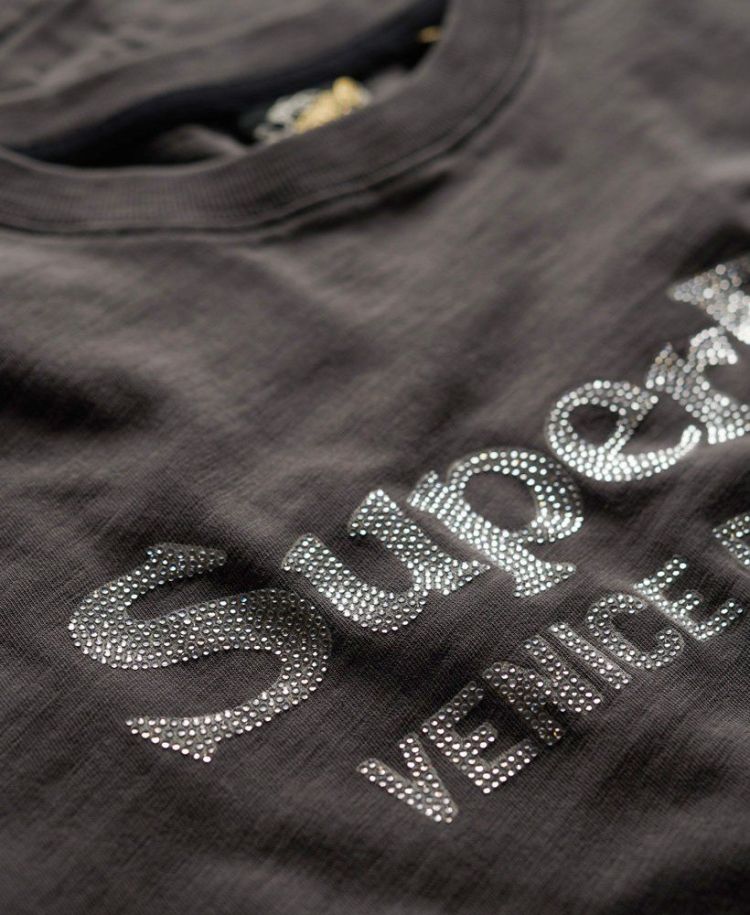 Superdry T-shirt Antraciet dames (METALLIC VENUE RELAXED TEE - W1011403A.PKT) - GL Sport (Sluis)