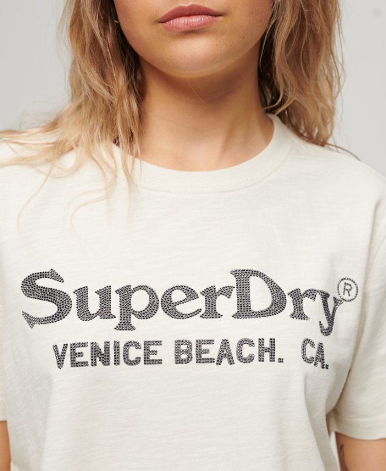 Superdry T-shirt Creme dames (METALLIC VENUE RELAXED TEE - W1011403A.2BC) - GL Sport (Sluis)