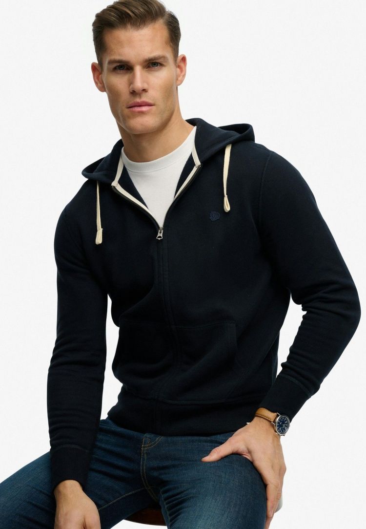 Superdry Vest Blauw heren (MONOGRAM EMB ZIPHOOD - M2014470A.24S) - GL Sport (Sluis)