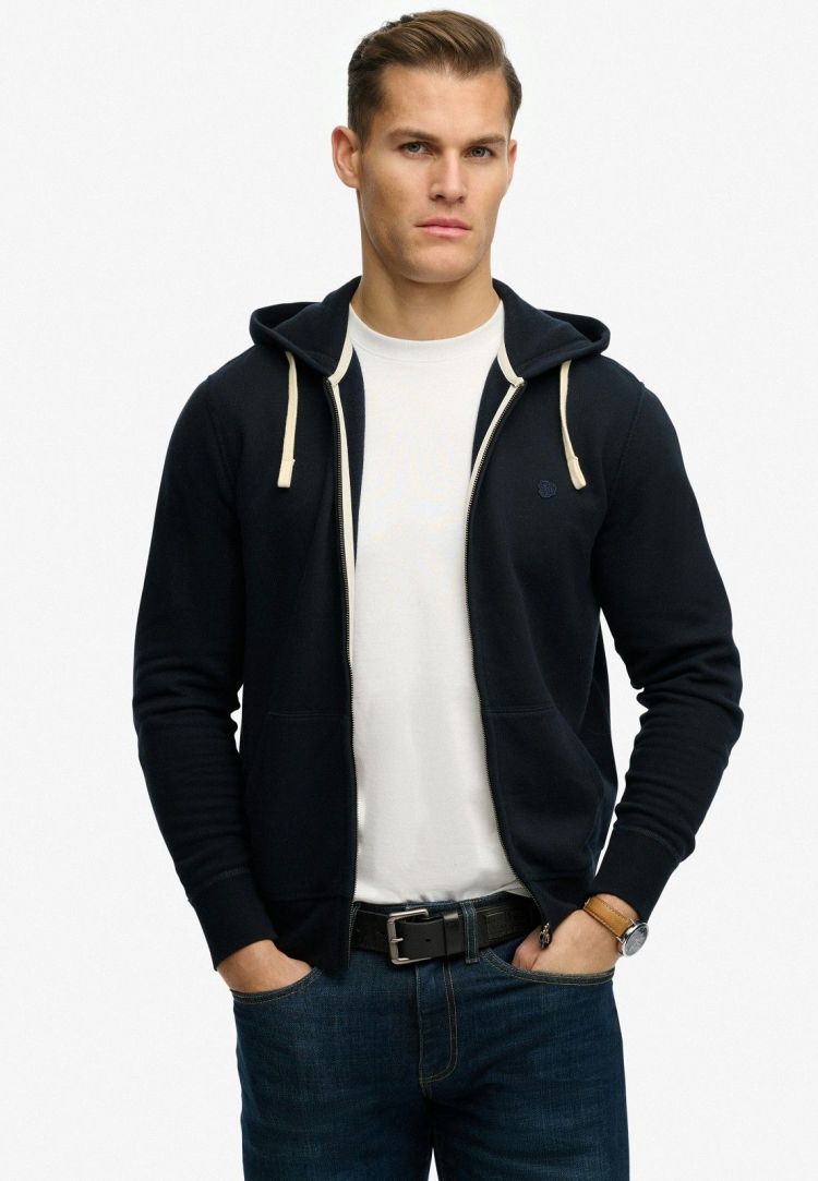 Superdry Vest Blauw heren (MONOGRAM EMB ZIPHOOD - M2014470A.24S) - GL Sport (Sluis)