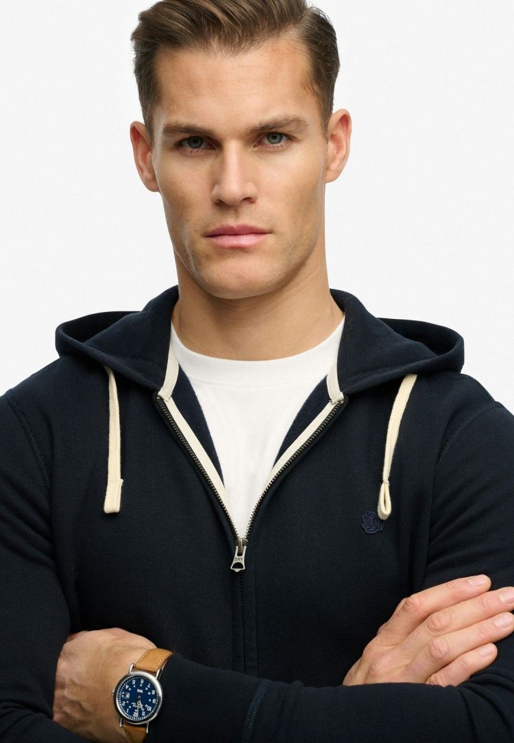 Superdry Vest Blauw heren (MONOGRAM EMB ZIPHOOD - M2014470A.24S) - GL Sport (Sluis)