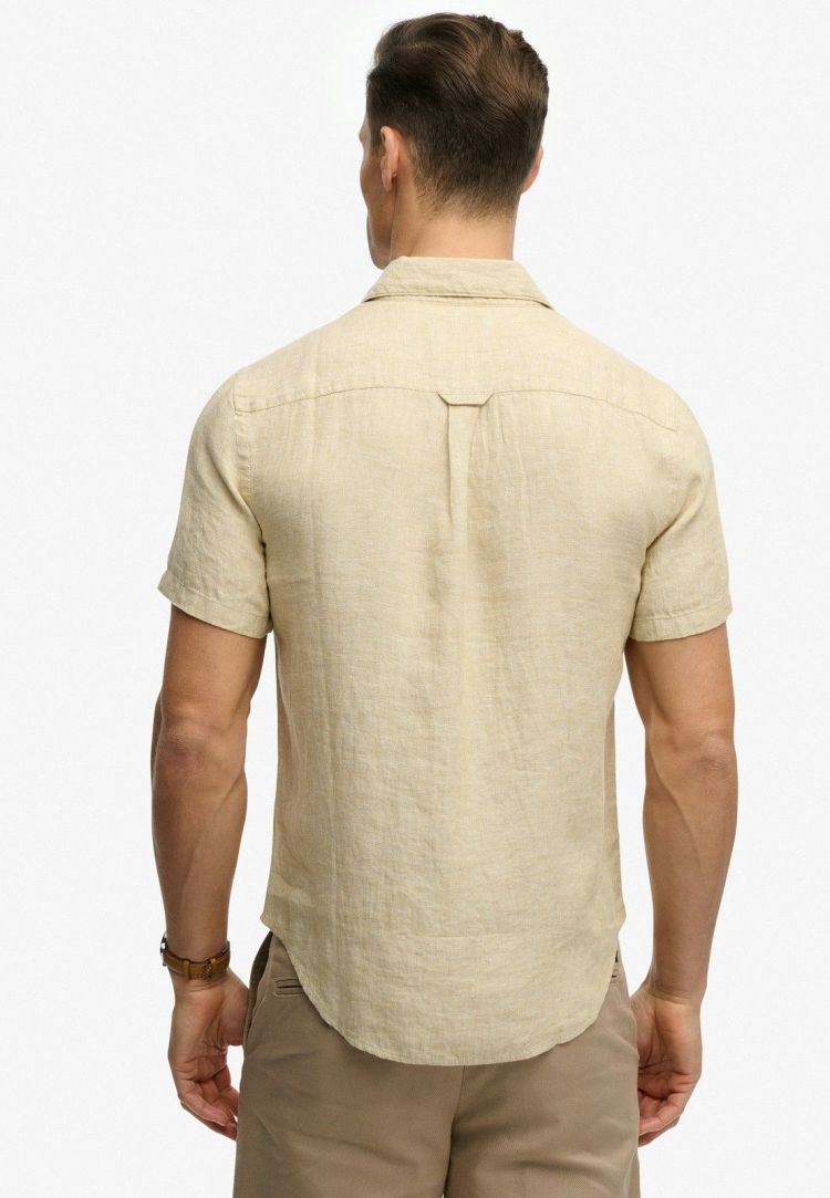 Superdry Overhemd Beige heren (RIVIERA S/S LINEN SHIRT - M4011104A.J9H) - GL Sport (Sluis)