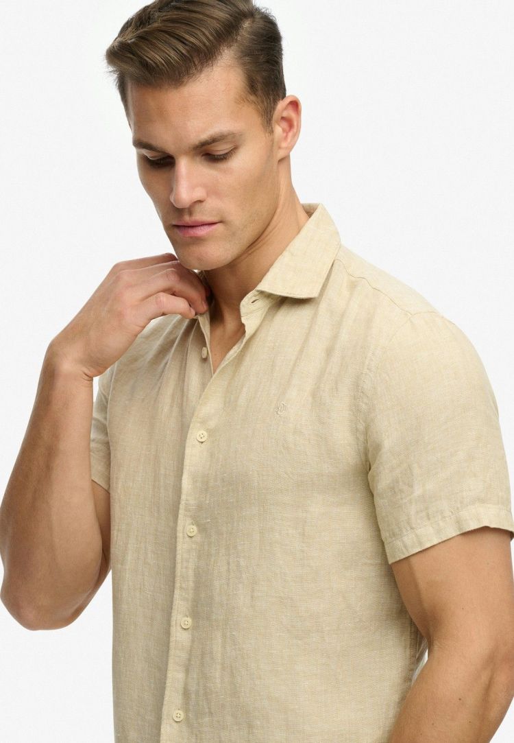 Superdry Overhemd Beige heren (RIVIERA S/S LINEN SHIRT - M4011104A.J9H) - GL Sport (Sluis)