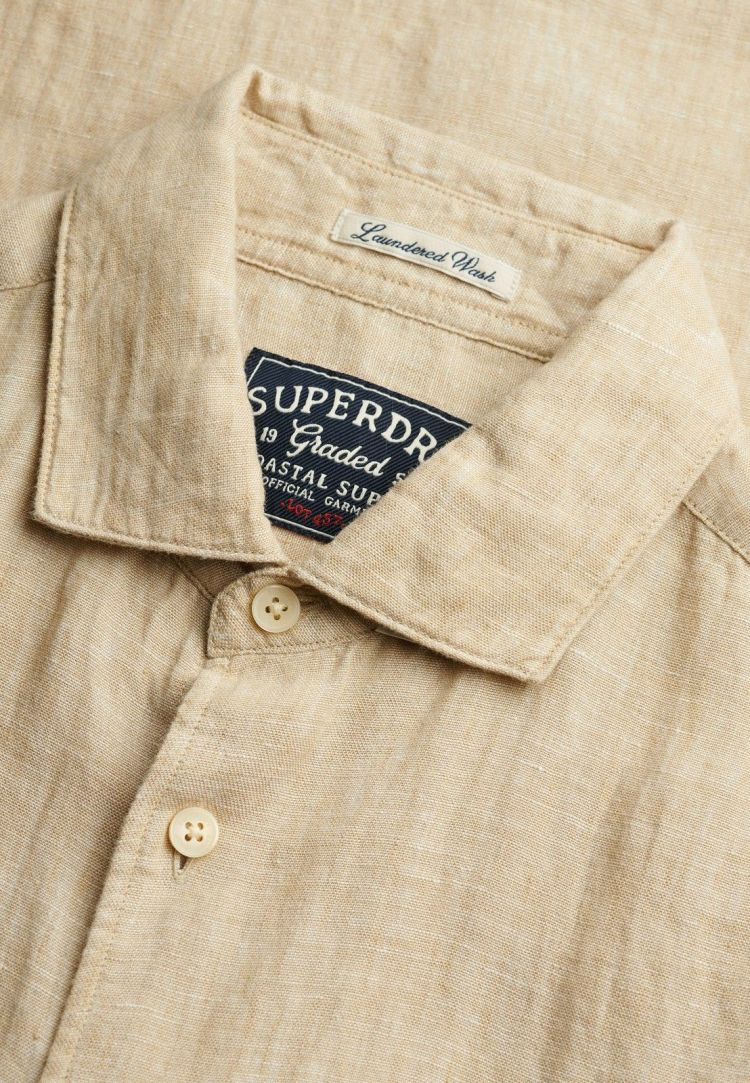 Superdry Overhemd Beige heren (RIVIERA S/S LINEN SHIRT - M4011104A.J9H) - GL Sport (Sluis)