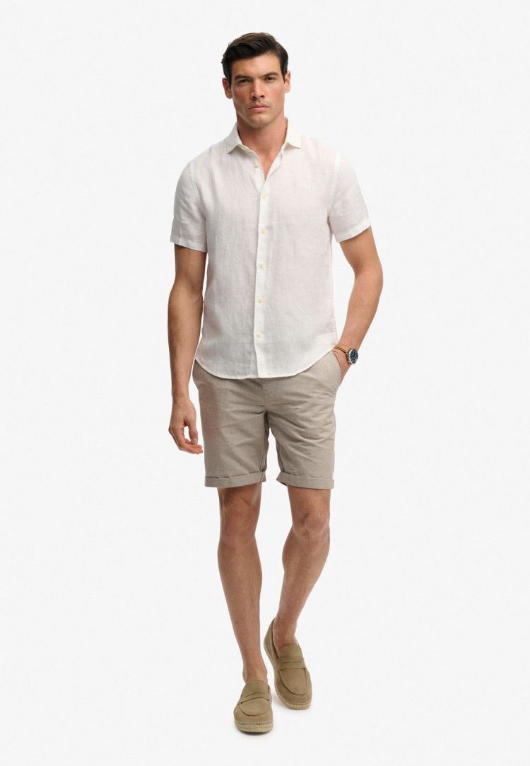 Superdry Overhemd Wit heren (RIVIERA S/S LINEN SHIRT - M4011104A.01C) - GL Sport (Sluis)
