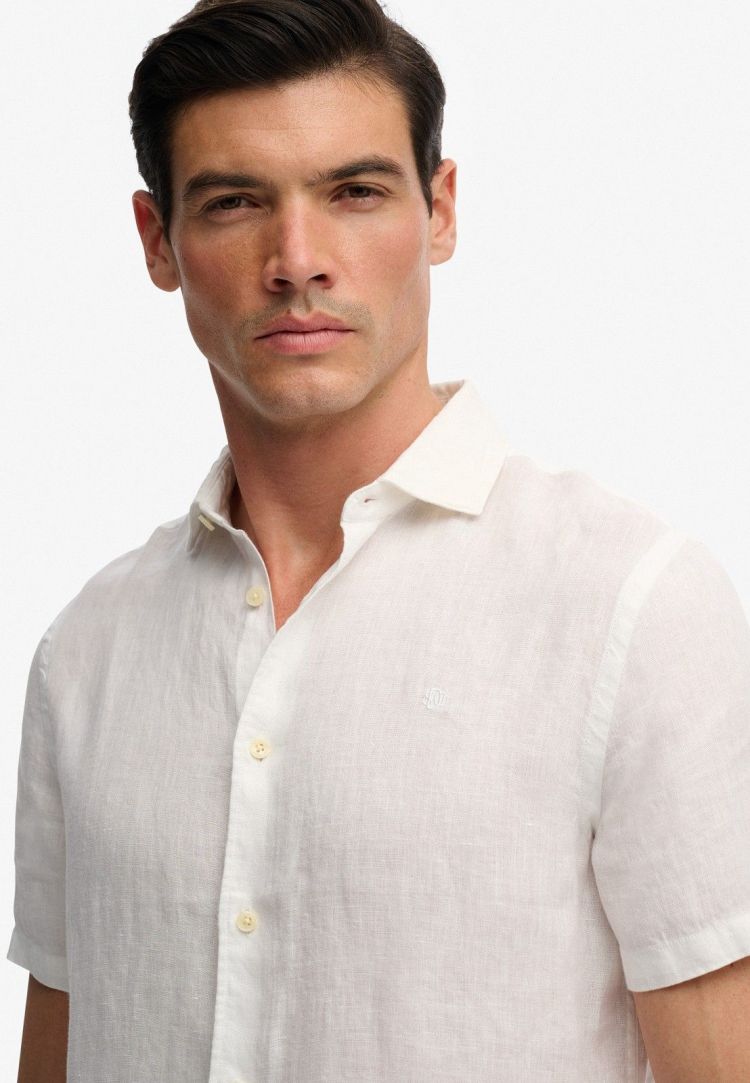 Superdry Overhemd Wit heren (RIVIERA S/S LINEN SHIRT - M4011104A.01C) - GL Sport (Sluis)