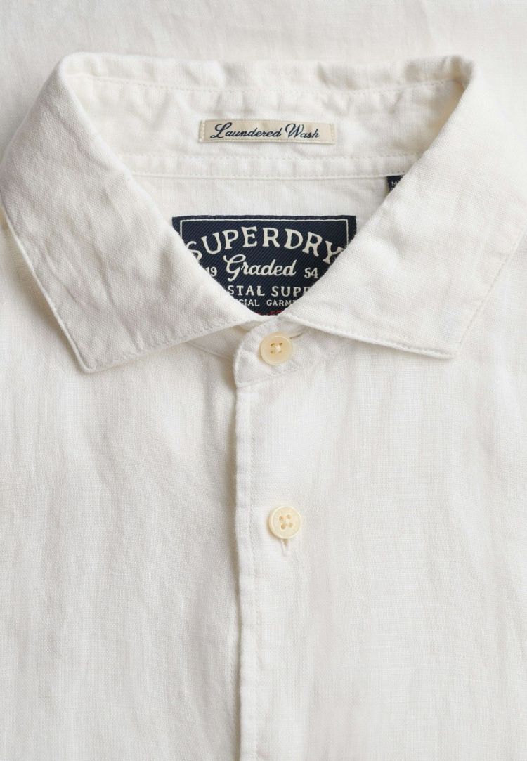 Superdry Overhemd Wit heren (RIVIERA S/S LINEN SHIRT - M4011104A.01C) - GL Sport (Sluis)