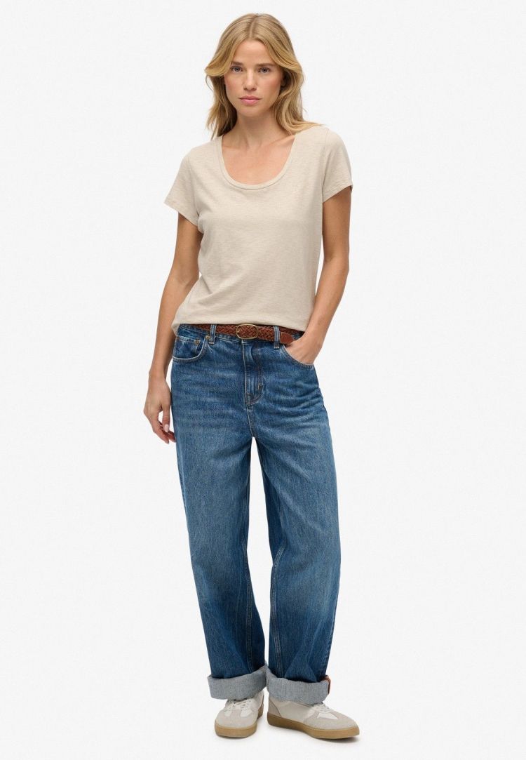 Superdry T-shirt Grijs dames (STUDIOS SCOOP NECK T-SHIRT - W1011827A.6NN) - GL Sport (Sluis)