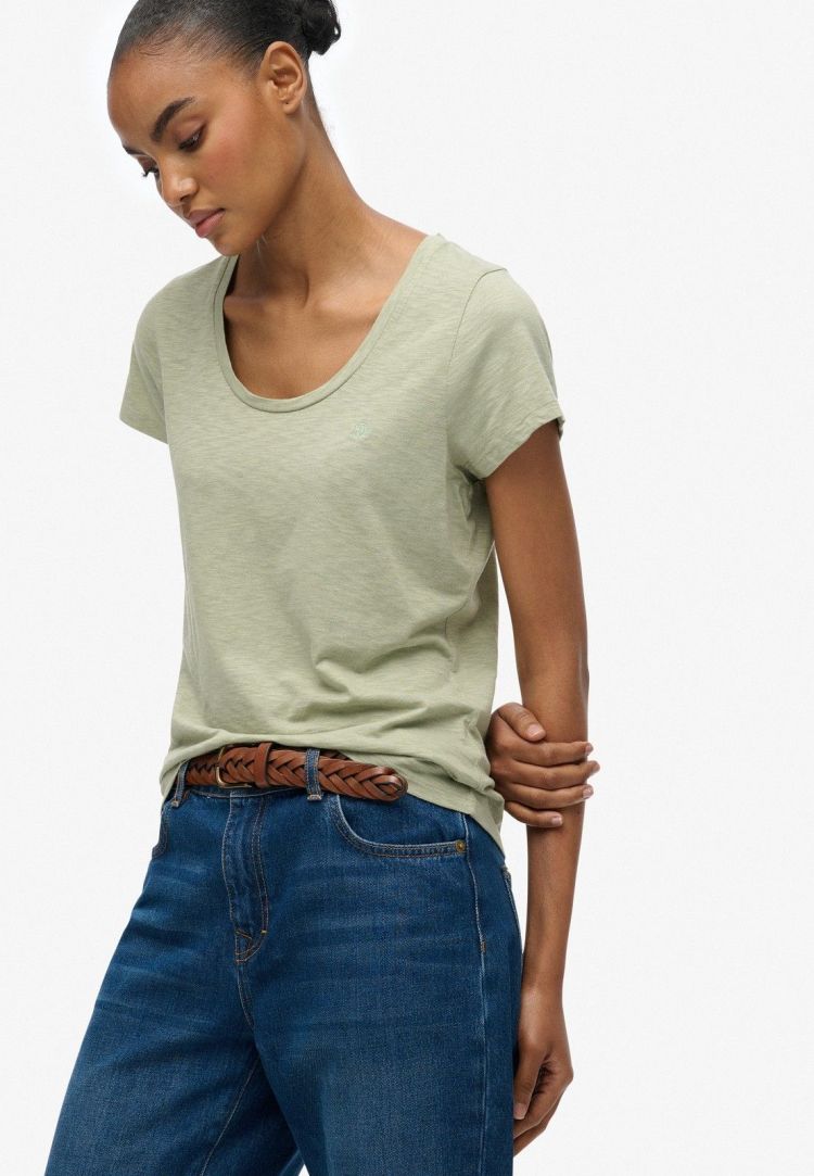 Superdry T-shirt Groen dames (STUDIOS SCOOP NECK T-SHIRT - W1011827A.N4X) - GL Sport (Sluis)