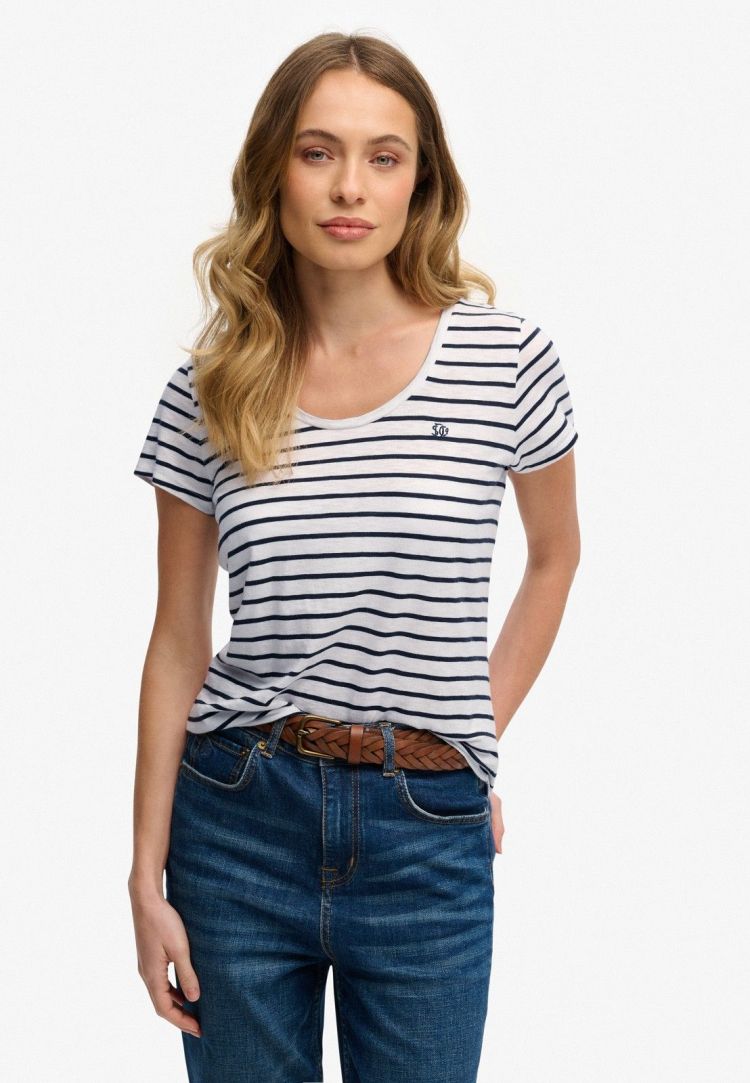 Superdry T-shirt Off-white dames (STUDIOS SCOOP NECK T-SHIRT - W1011827A.VCD) - GL Sport (Sluis)