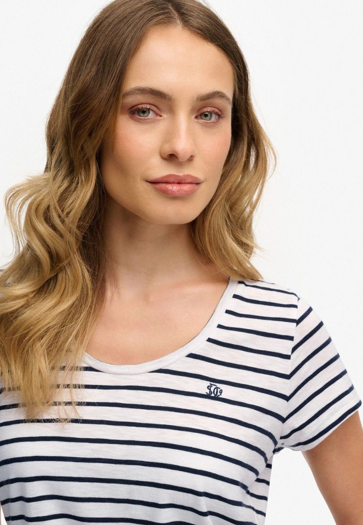 Superdry T-shirt Off-white dames (STUDIOS SCOOP NECK T-SHIRT - W1011827A.VCD) - GL Sport (Sluis)