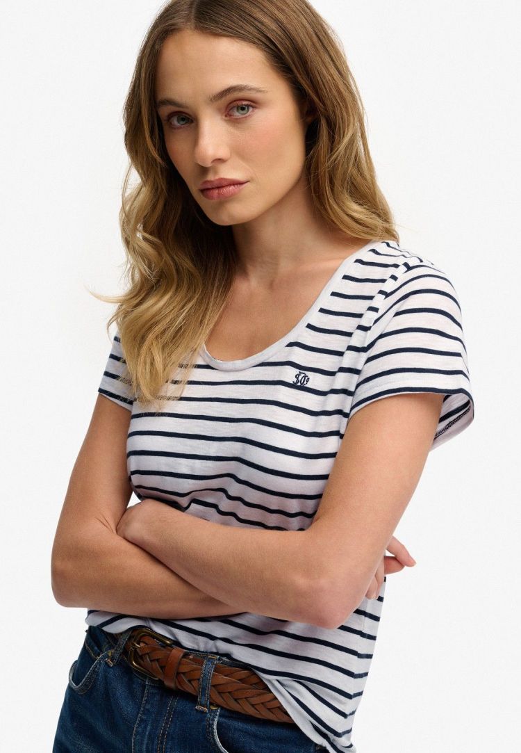 Superdry T-shirt Off-white dames (STUDIOS SCOOP NECK T-SHIRT - W1011827A.VCD) - GL Sport (Sluis)