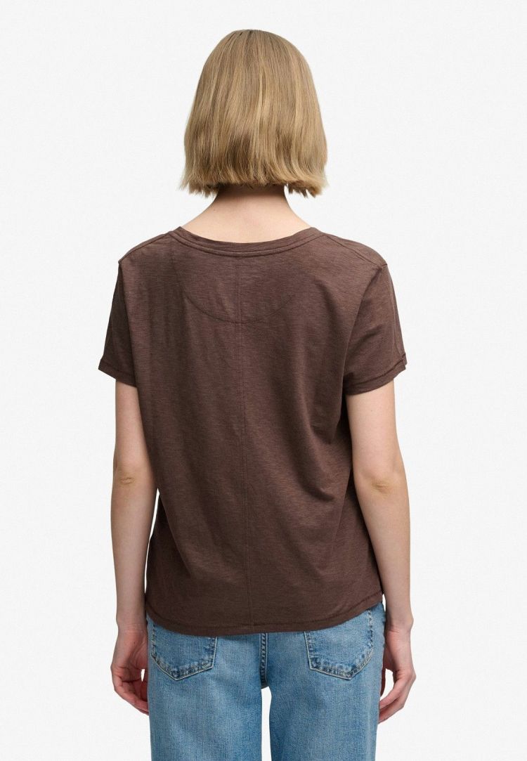 Superdry & Co T-shirt Bruin dames (STUDIOS SLUB EMB VEE TEE - W1011828A.8MK) - GL Sport (Sluis)