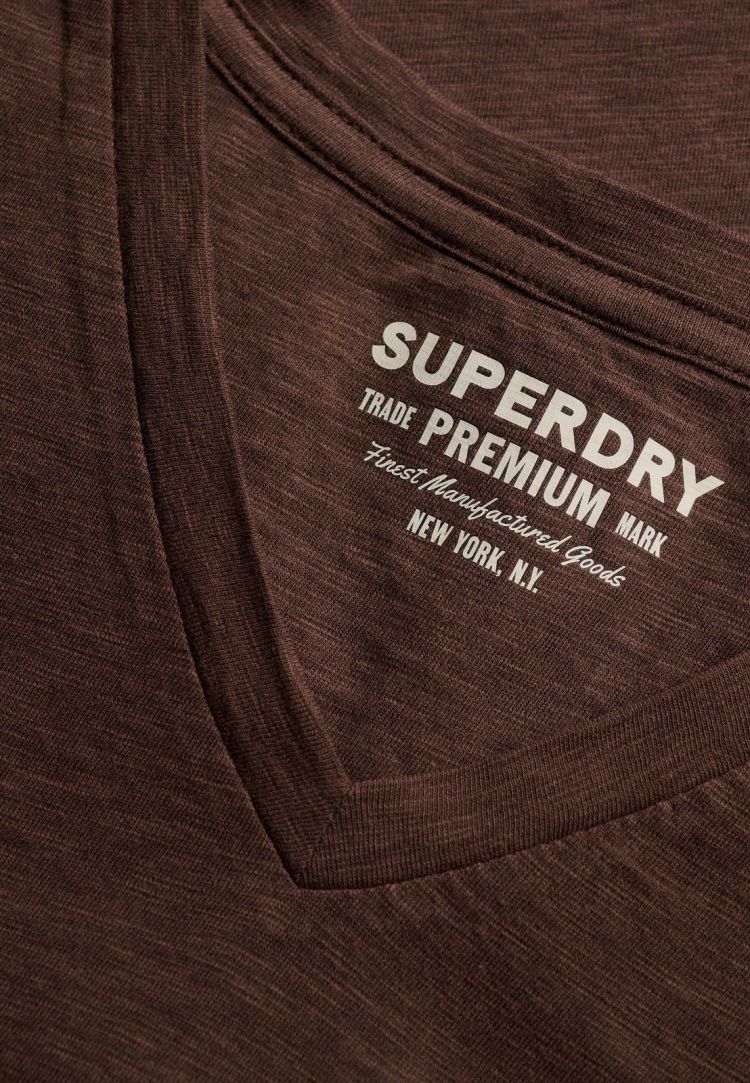 Superdry & Co T-shirt Bruin dames (STUDIOS SLUB EMB VEE TEE - W1011828A.8MK) - GL Sport (Sluis)