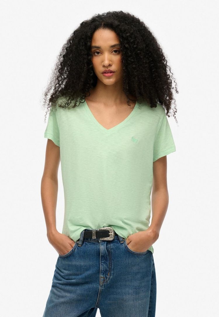 Superdry T-shirt Groen dames (STUDIOS SLUB EMB VEE TEE - W1011181A.EKV) - GL Sport (Sluis)