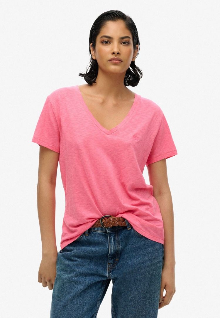 Superdry T-shirt Roze dames (STUDIOS SLUB EMB VEE TEE - W1011181A.3LU) - GL Sport (Sluis)