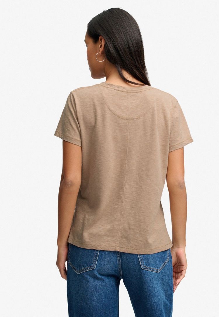 Superdry & Co T-shirt Taupe dames (STUDIOS SLUB EMB VEE TEE - W1011828A.1PT) - GL Sport (Sluis)