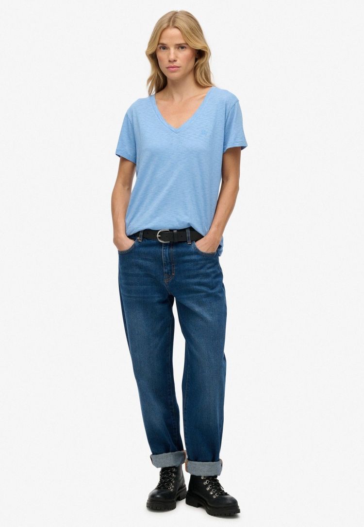 Superdry T-shirt Blauw dames (STUDIOS SLUB EMBROIDERED T-SHIRT - W1011828A.BYJ) - GL Sport (Sluis)