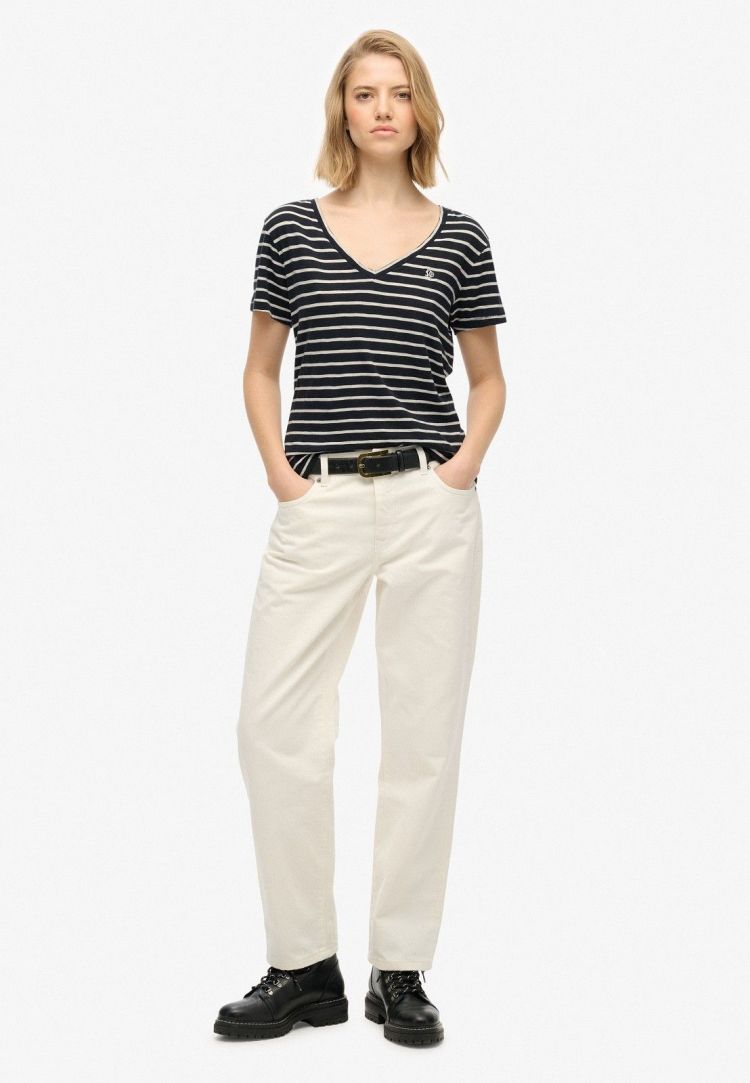 Superdry T-shirt Blauw dames (STUDIOS SLUB EMBROIDERED T-SHIRT - W1011828A.IBX) - GL Sport (Sluis)