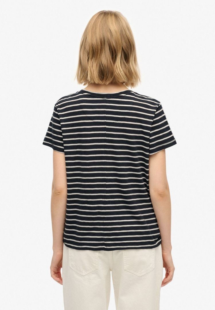 Superdry T-shirt Blauw dames (STUDIOS SLUB EMBROIDERED T-SHIRT - W1011828A.IBX) - GL Sport (Sluis)