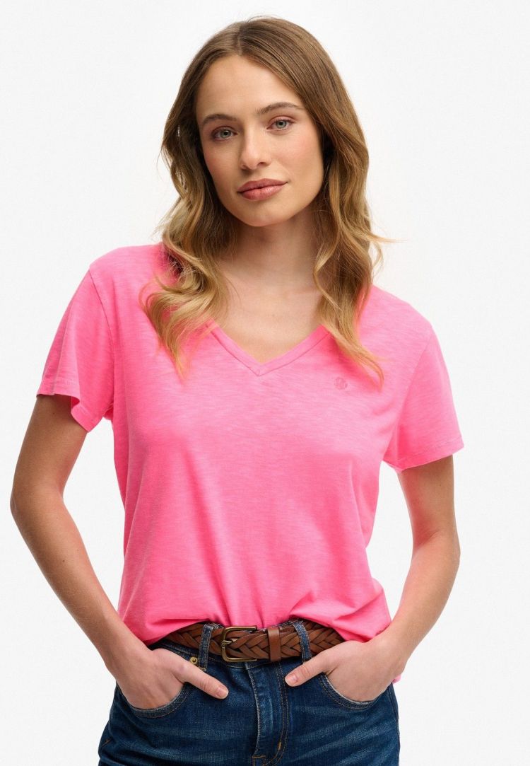 Superdry T-shirt Roze dames (STUDIOS SLUB EMBROIDERED T-SHIRT - W1011828A.28R) - GL Sport (Sluis)