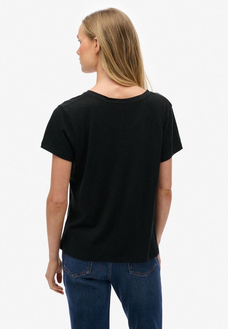 Superdry T-shirt Zwart dames (STUDIOS SLUB EMBROIDERED T-SHIRT - W1011828A.02A) - GL Sport (Sluis)