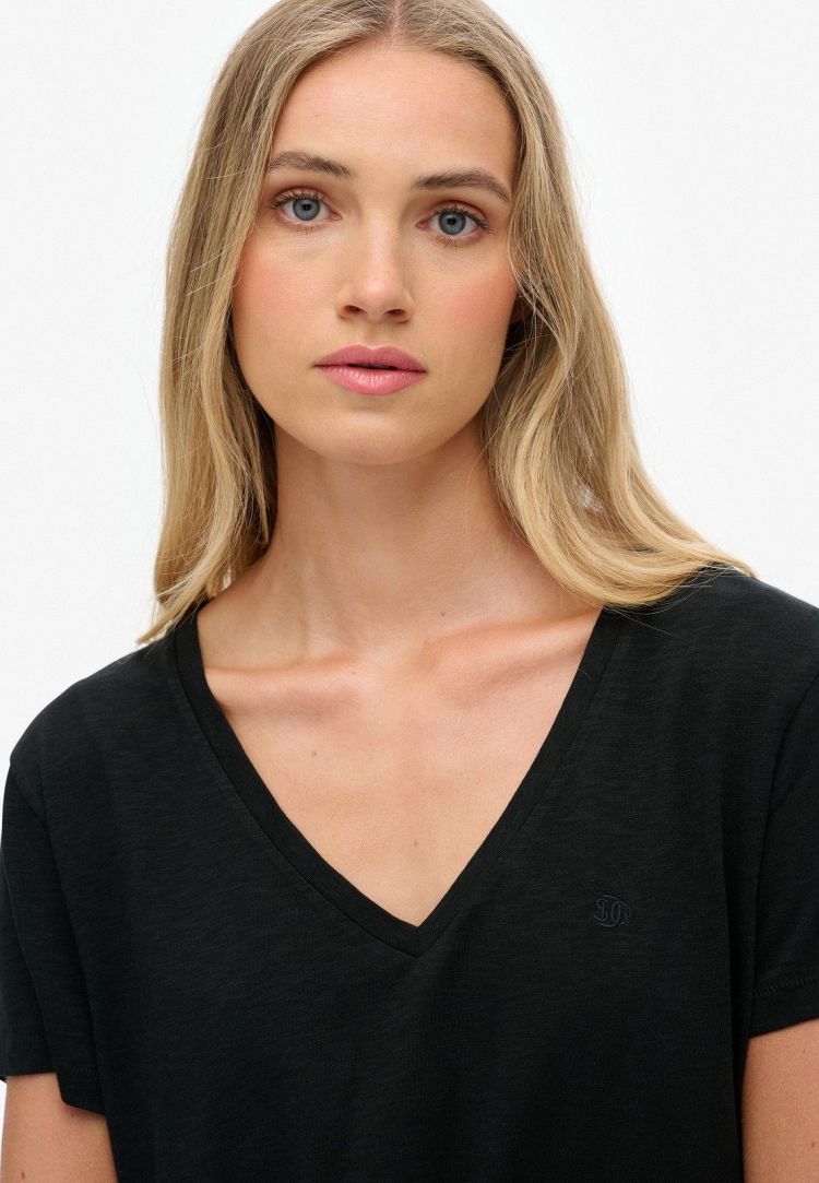 Superdry T-shirt Zwart dames (STUDIOS SLUB EMBROIDERED T-SHIRT - W1011828A.02A) - GL Sport (Sluis)