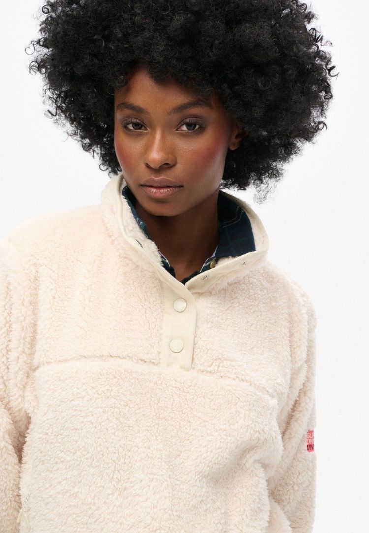 Superdry Pull Off-white dames (SUPER SOFT HENLEY - W2012372A.3KU) - GL Sport (Sluis)