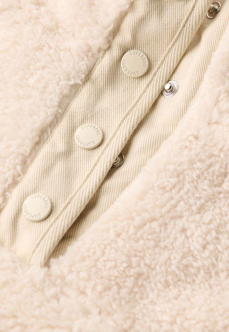 Superdry Pull Off-white dames (SUPER SOFT HENLEY - W2012372A.3KU) - GL Sport (Sluis)