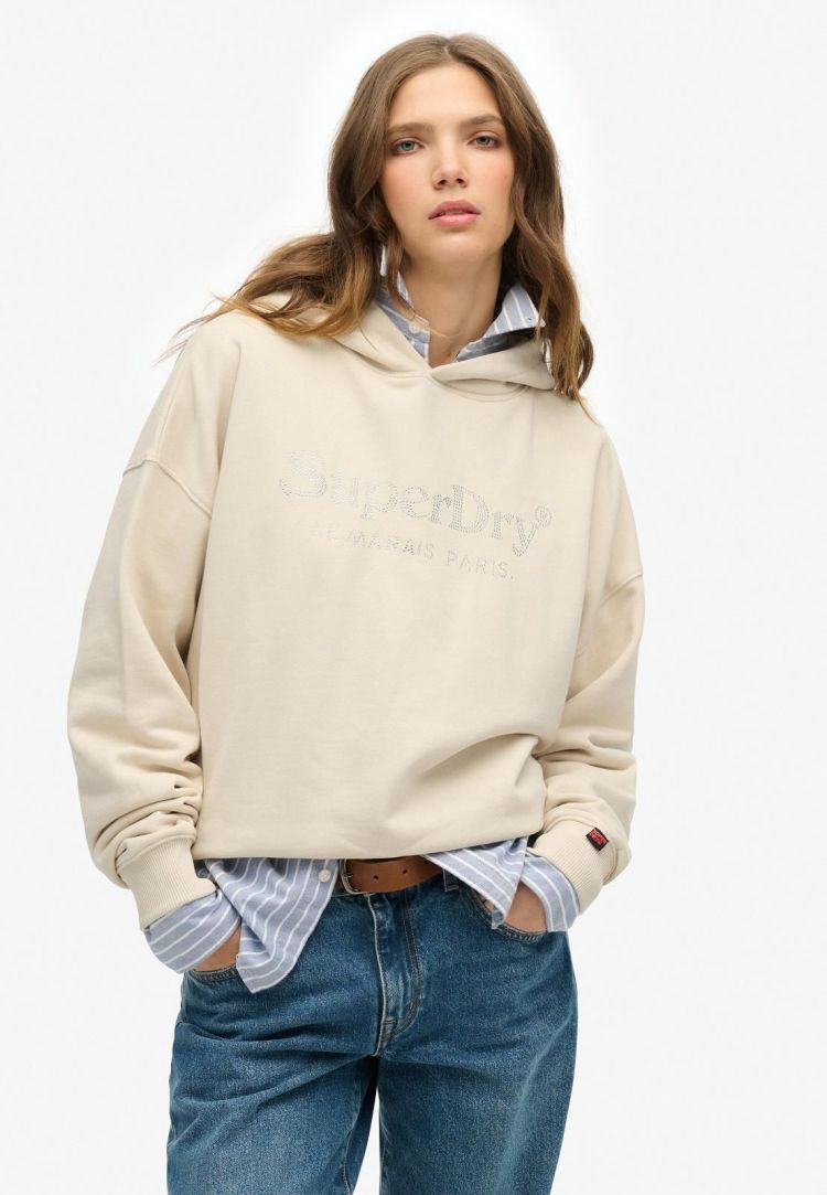 Superdry Hoodie Beige dames (VENUE METALLIC RELAXED HOOD - W2012436B.2PQ) - GL Sport (Sluis)