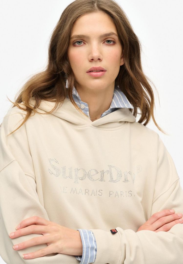 Superdry Hoodie Beige dames (VENUE METALLIC RELAXED HOOD - W2012436B.2PQ) - GL Sport (Sluis)