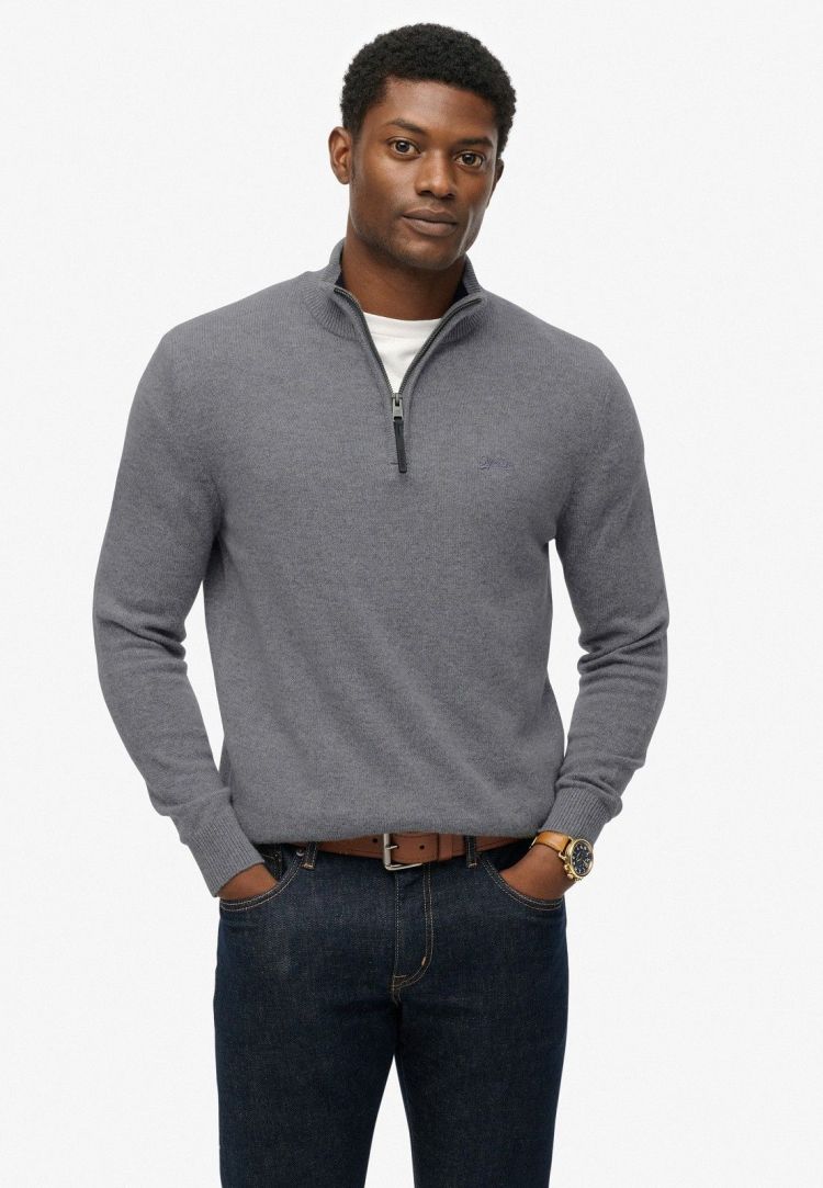 Superdry Pull Blauw heren (WOOL BLEND HALF ZIP JUMPER - M6110688A.H4R) - GL Sport (Sluis)