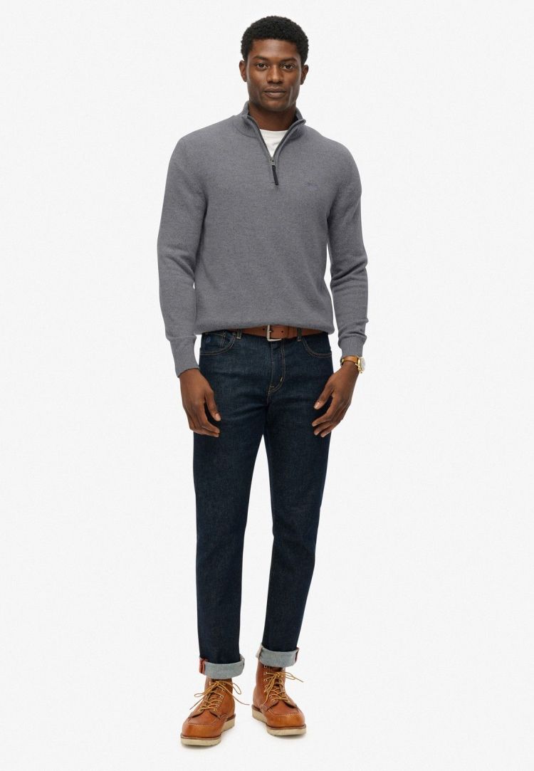 Superdry Pull Blauw heren (WOOL BLEND HALF ZIP JUMPER - M6110688A.H4R) - GL Sport (Sluis)