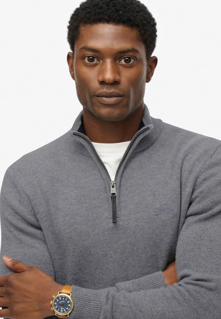 Superdry Pull Blauw heren (WOOL BLEND HALF ZIP JUMPER - M6110688A.H4R) - GL Sport (Sluis)