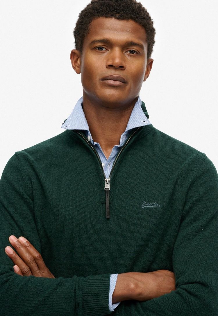 Superdry Pull Groen heren (WOOL BLEND HALF ZIP JUMPER - M6110688A.TEM) - GL Sport (Sluis)