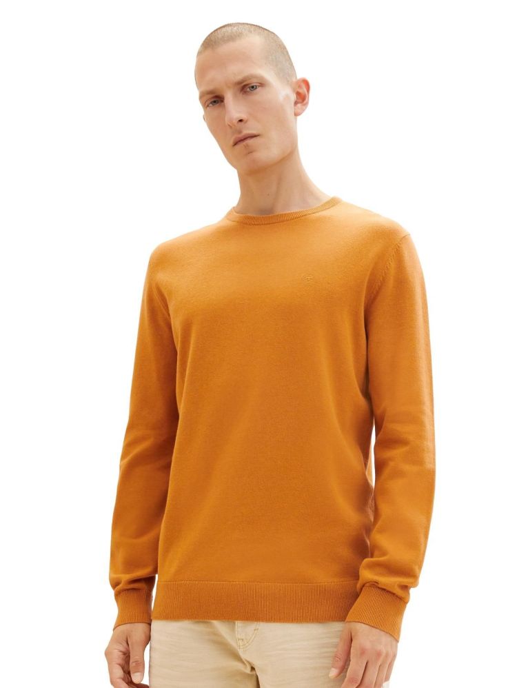 Tom Tailor Pull Oranje heren (BASIC CREW NECK SWEATER - 1027661.27682) - GL Sport (Sluis)