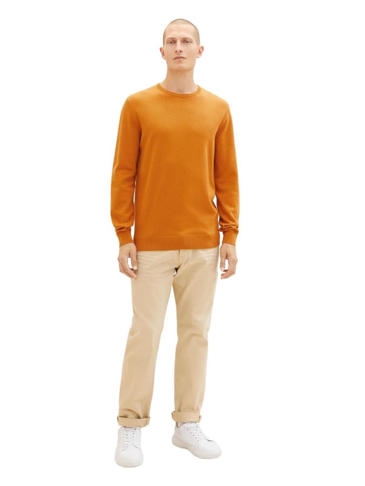 Tom Tailor Pull Oranje heren (BASIC CREW NECK SWEATER - 1027661.27682) - GL Sport (Sluis)