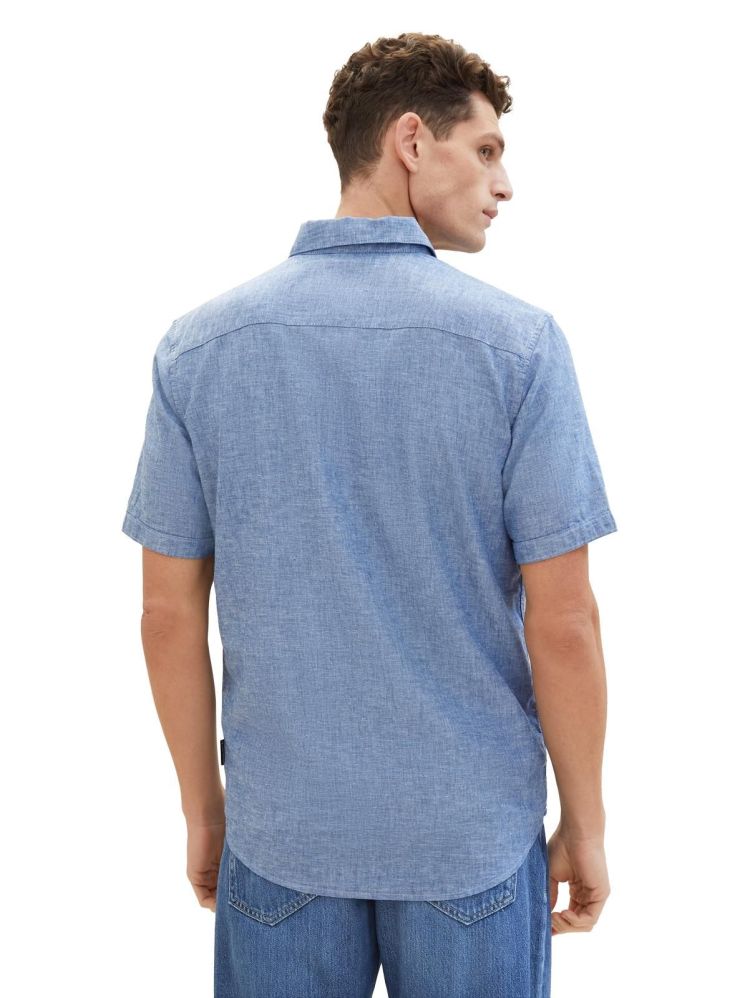 Tom Tailor Overhemd Blauw heren (COTTON LINEN SHIRT - 1042351.34922) - GL Sport (Sluis)