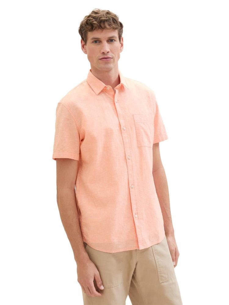 Tom Tailor Overhemd Oranje heren (COTTON LINEN SHIRT - 1040160.34907) - GL Sport (Sluis)