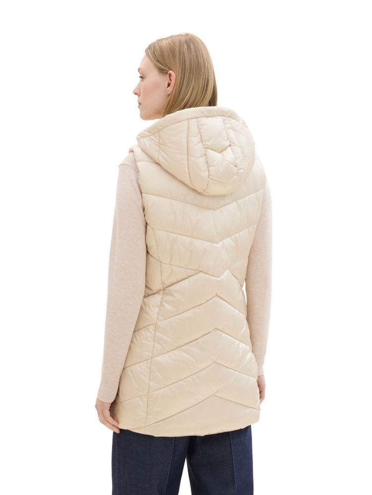 Tom Tailor Bodywarmer Beige dames (LONG HOODED VEST - 1041490.12365) - GL Sport (Sluis)