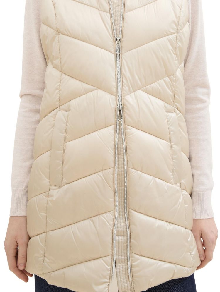 Tom Tailor Bodywarmer Beige dames (LONG HOODED VEST - 1041490.12365) - GL Sport (Sluis)