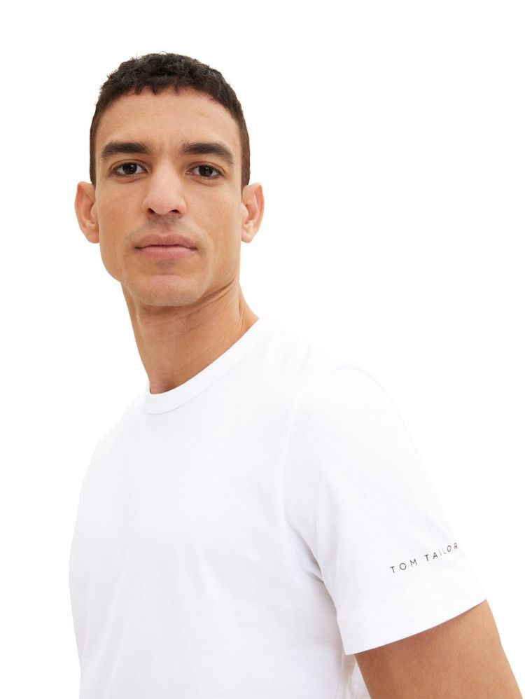 Tom Tailor T-shirt Wit heren (PRINTED CREWNECK T-SHIRT - 1035552.20000) - GL Sport (Sluis)