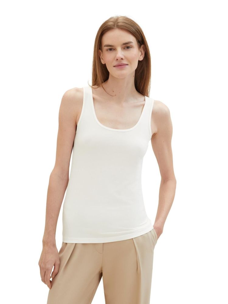 Tom Tailor T-shirt Off-white dames (T-SHIRT TOP WIDE CREW NECK - 1040552.10315) - GL Sport (Sluis)