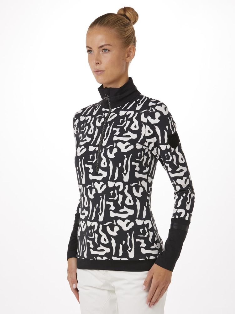 Toni Sailer Skipully Zwart/Wit dames (AMIE PRINT WOMEN FIRST LAYER - 342325P.201) - GL Sport (Sluis)