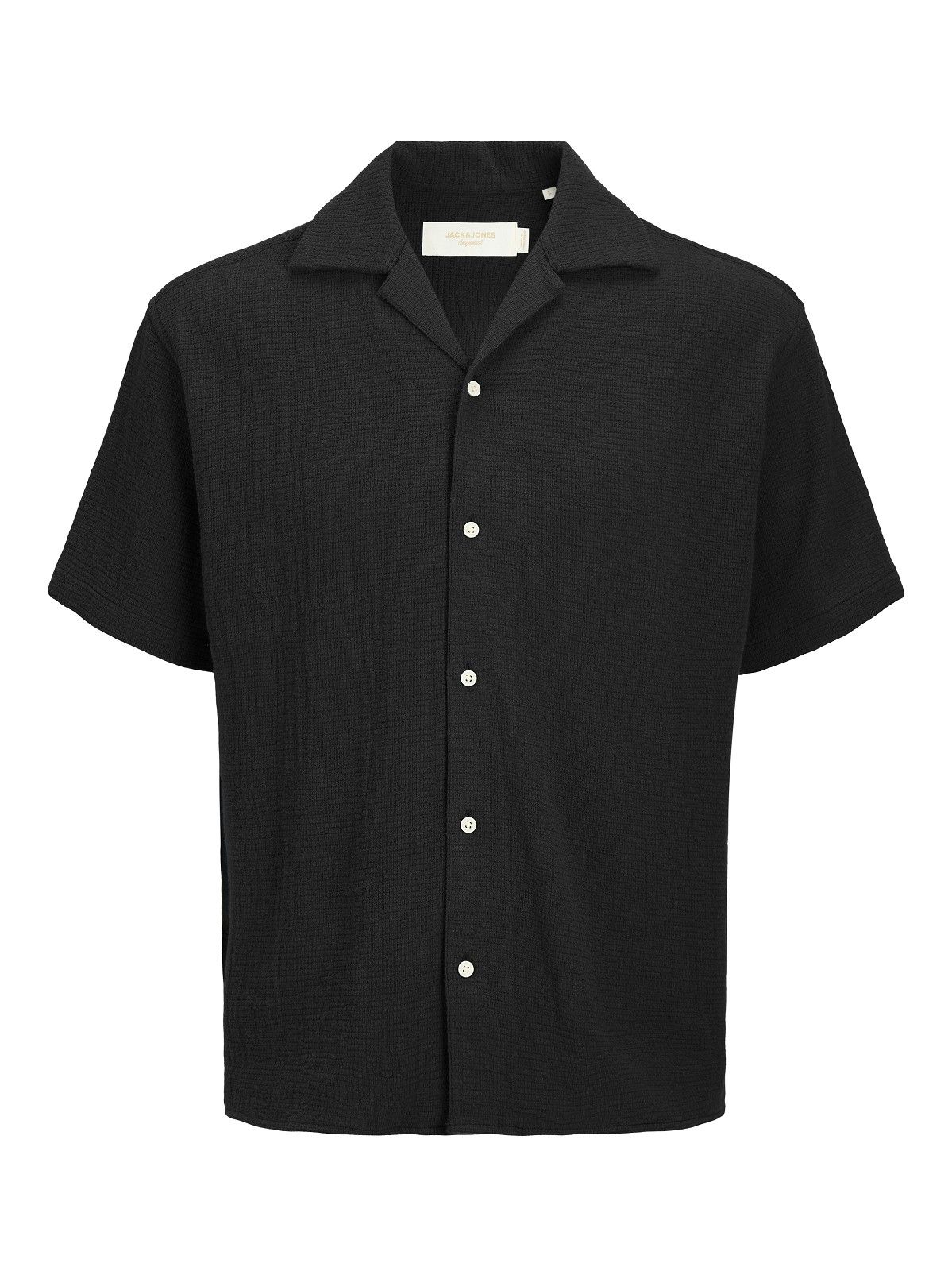 Jack & Jones Overhemd Zwart heren (COBA SRTIPE RESORT SHIRT SS - 12271060.BLACK) - GL Sport (Sluis)